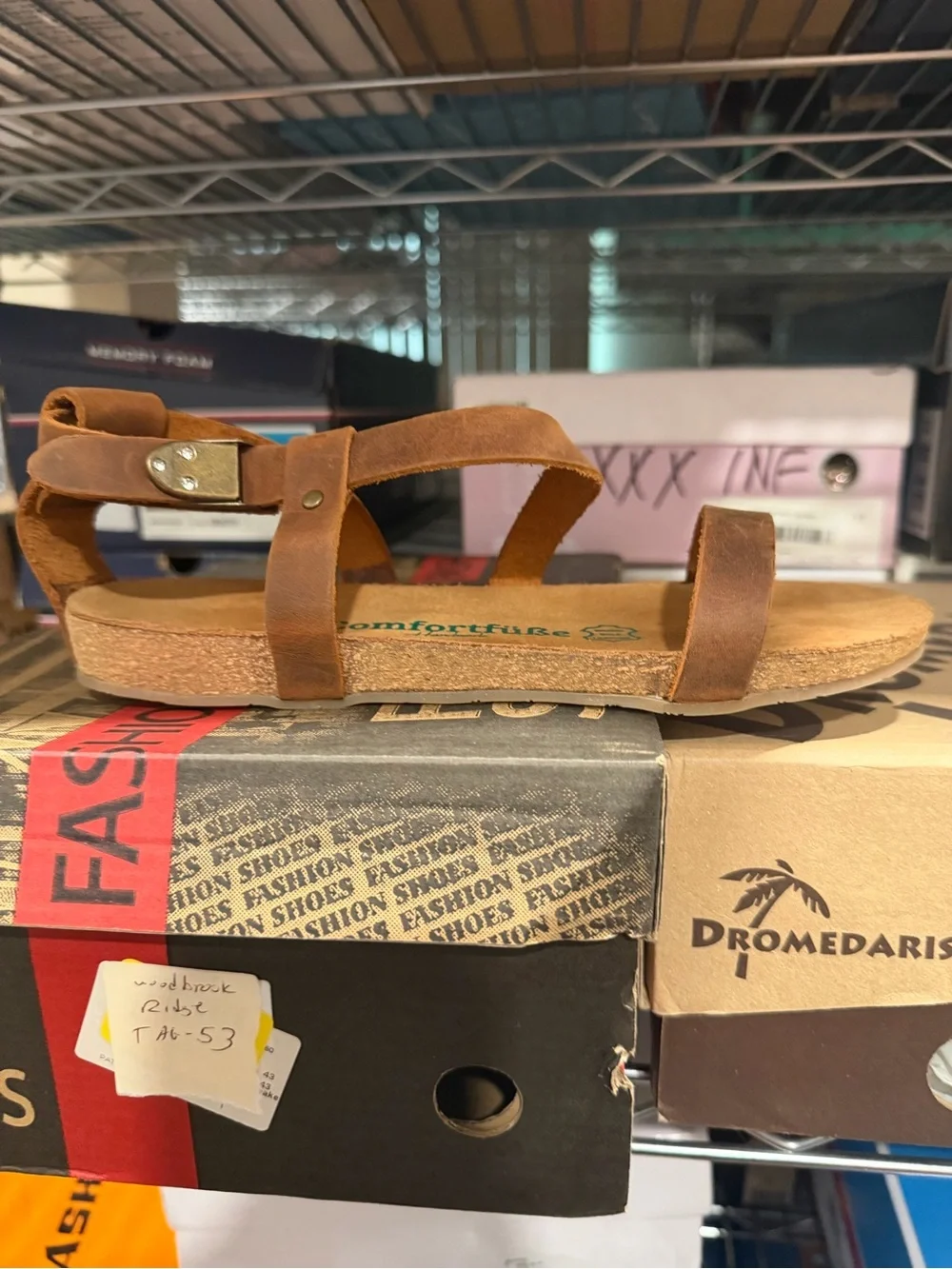 Comfortfusse Women’s Grady Strappy Tan Leather Sandals Size 5 M US